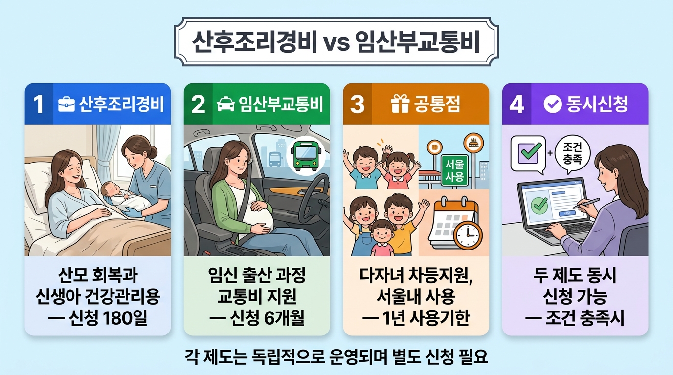 산후조리경비 vs 임산부교통비
