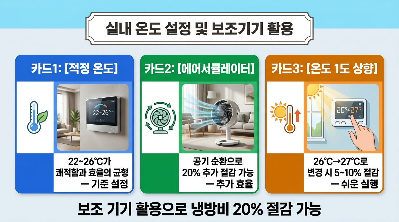 실내 온도 설정 및 보조기기 활용